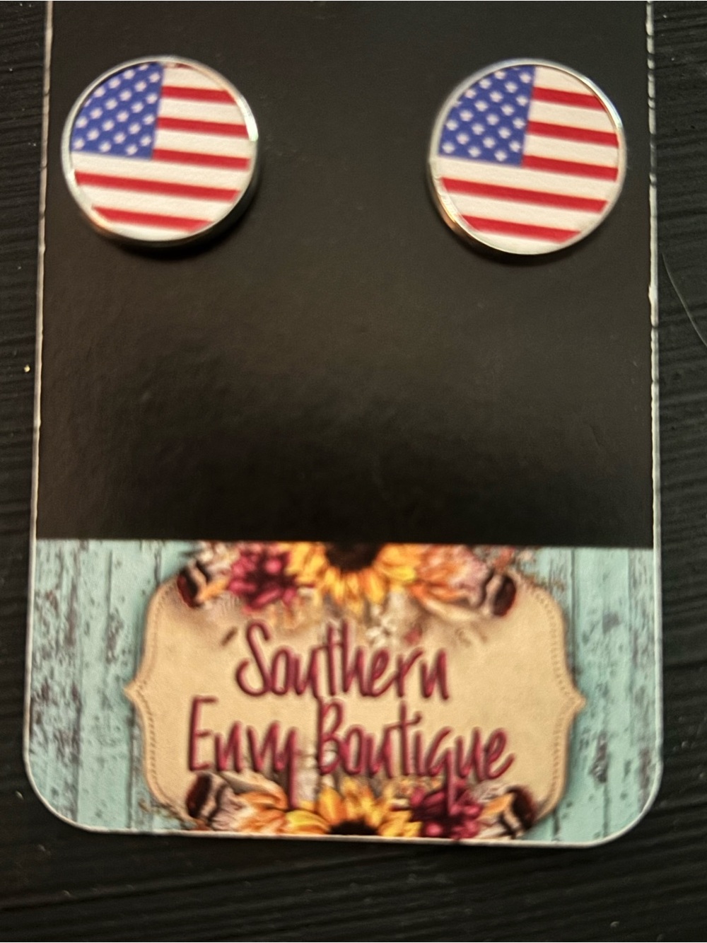 USA Flag Round Earrings - Red, White & Blue